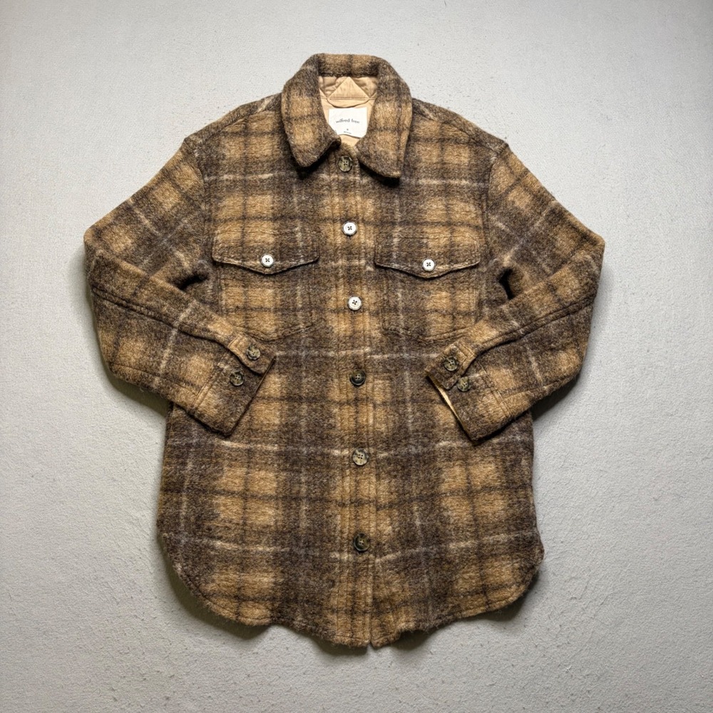 Wilfred Free Shirt Jacket Womens M Brown Ganna Wool‎ Blend Plaid Shacket